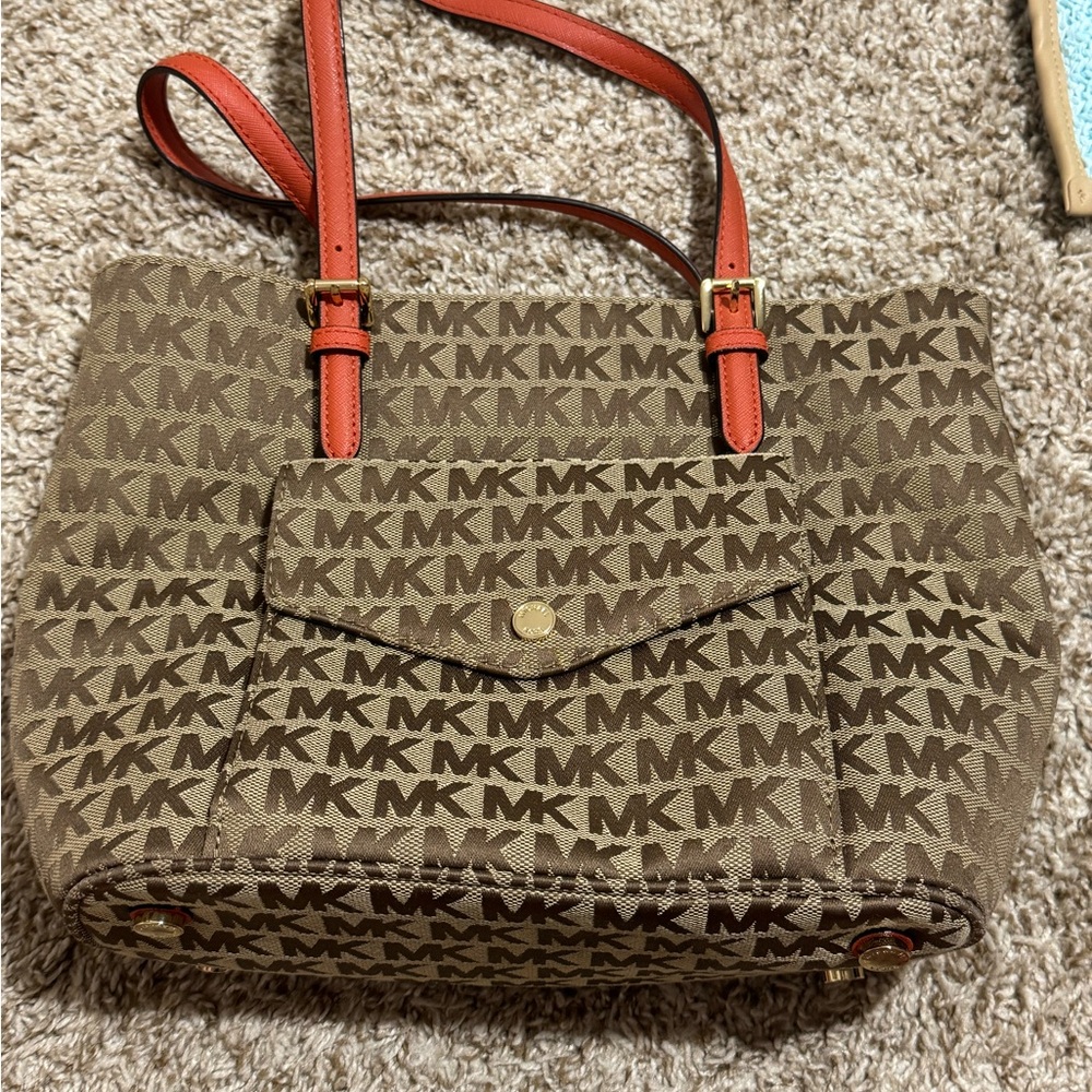 Michael Kors Brown and Orange Tote Bag